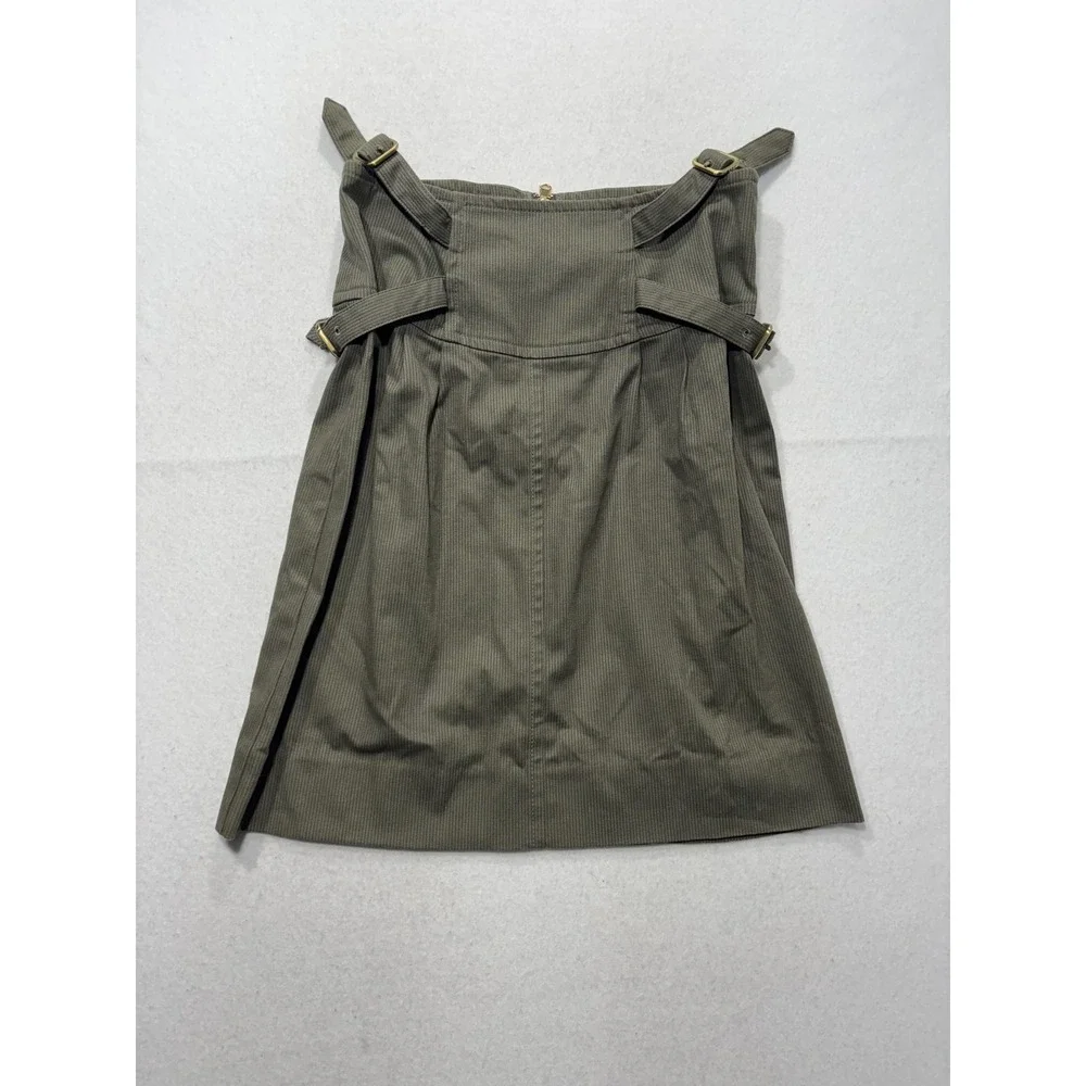 Marc By Marc Jacobs Skirt Womens 6 Green Twill Buckle Pleated A Line Knee Length